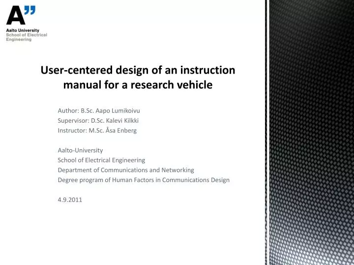 user centered design of an instruction manual for a research vehicle
