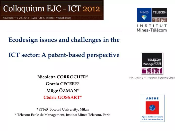 ecodesign issues and challenges in the ict sector a patent based perspective