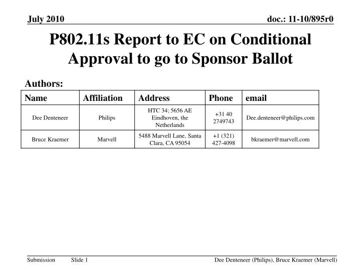 p802 11s report to ec on conditional approval to go to sponsor ballot