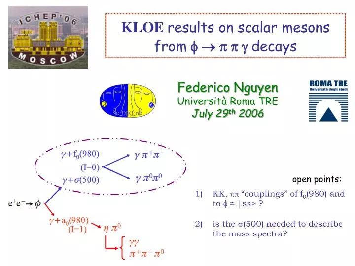 kloe results on scalar mesons from decays
