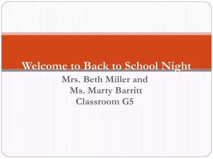 welcome to back to school night