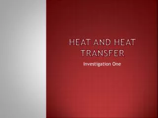 heat and heat transfer