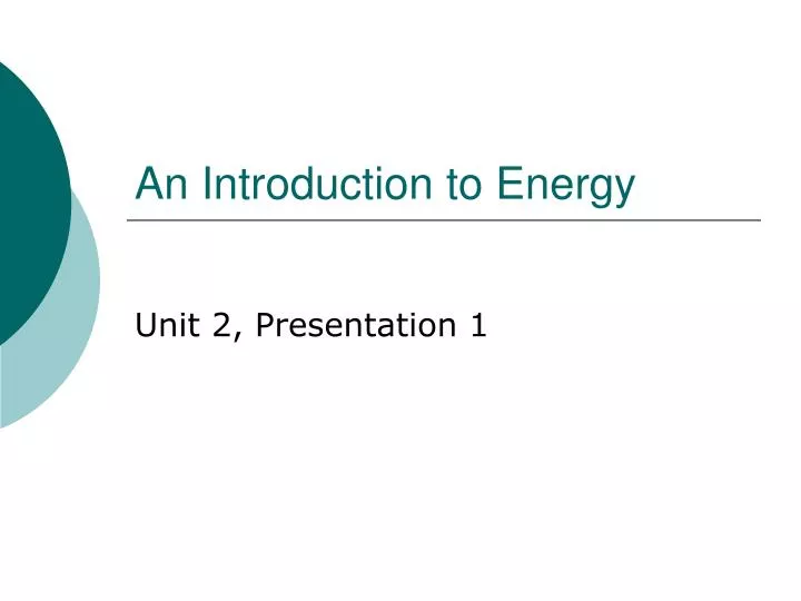 an introduction to energy