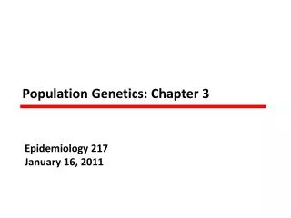 Population Genetics: Chapter 3