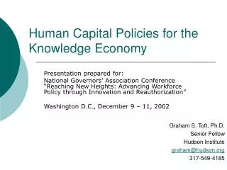 Human Capital Policies for the Knowledge Economy