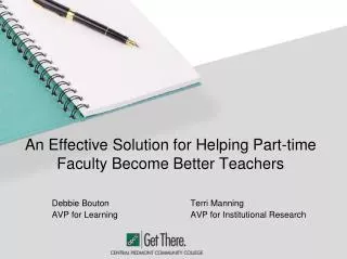 An Effective Solution for Helping Part-time Faculty Become Better Teachers