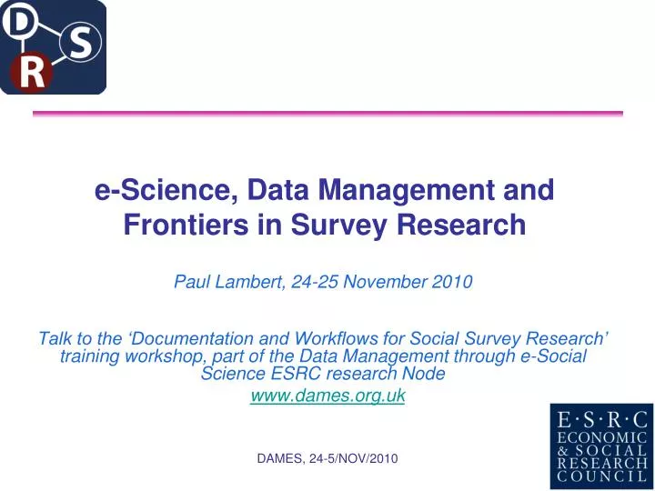 e science data management and frontiers in survey research
