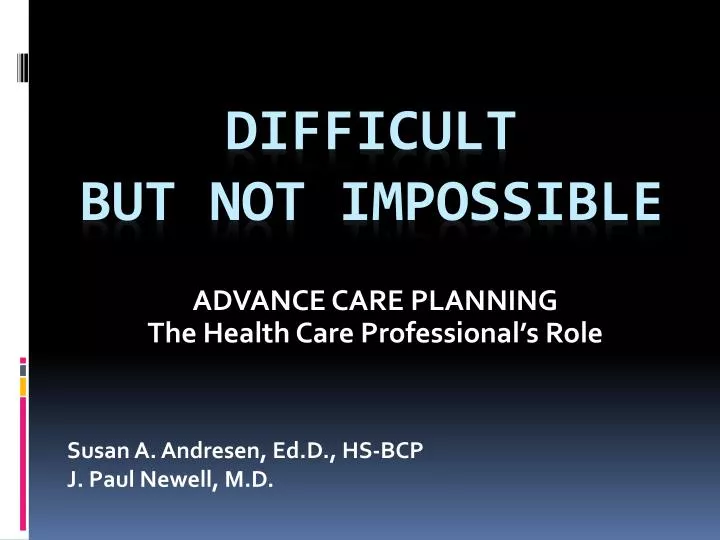 advance care planning the health care professional s role