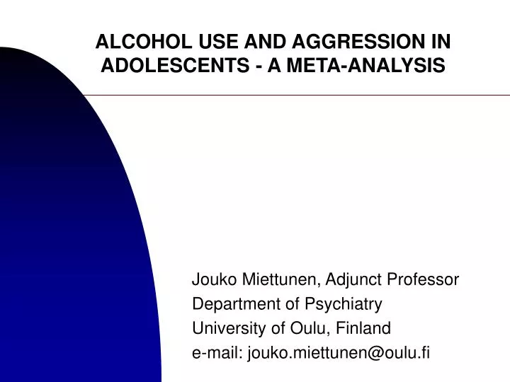 alcohol use and aggression in adolescents a meta analysis