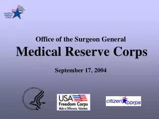 Office of the Surgeon General Medical Reserve Corps September 17, 2004