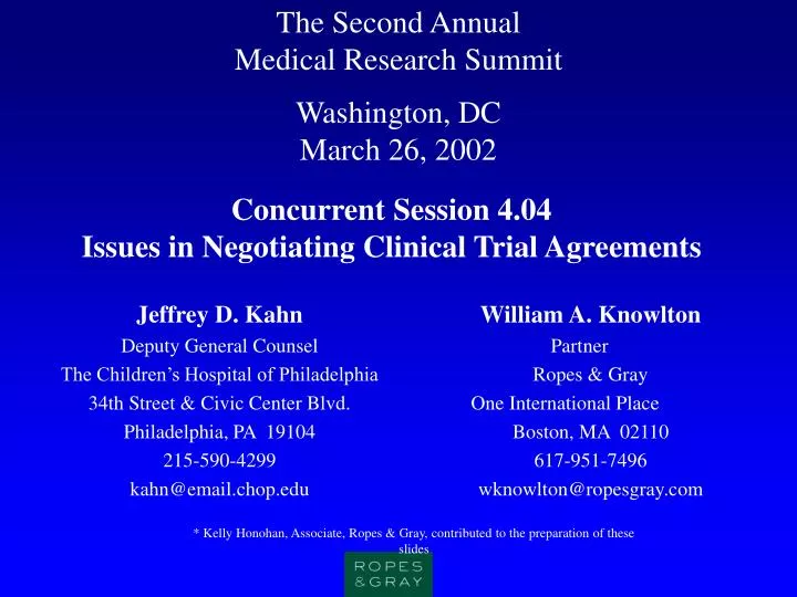 the second annual medical research summit washington dc march 26 2002