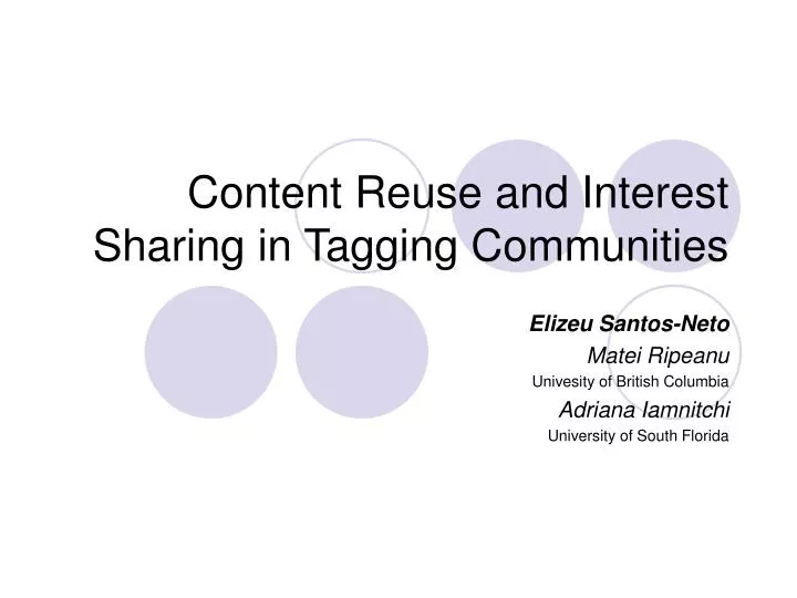 content reuse and interest sharing in tagging communities