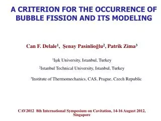 A CRITERION FOR THE OCCURRENCE OF BUBBLE FISSION AND ITS MODELING