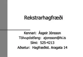rekstrarhagfr i