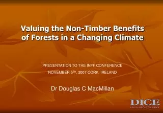 Valuing the Non-Timber Benefits of Forests in a Changing Climate