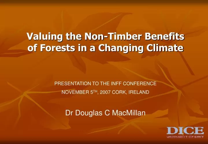 valuing the non timber benefits of forests in a changing climate