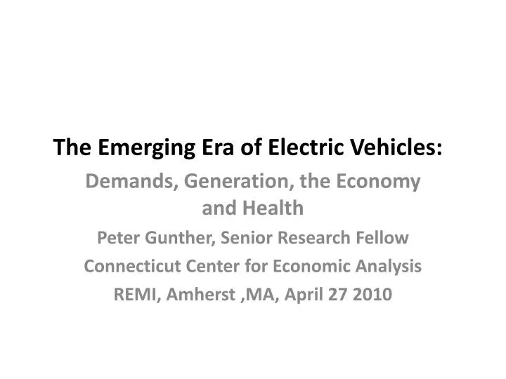 the emerging era of electric vehicles