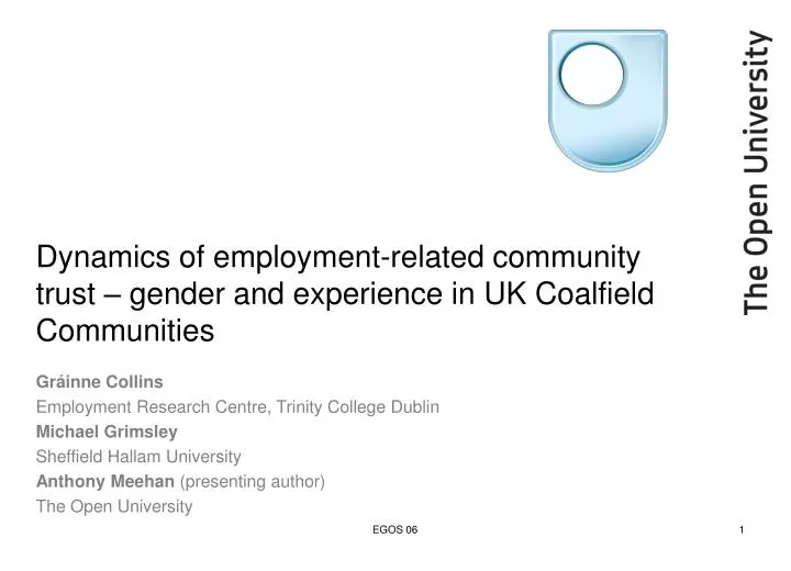 dynamics of employment related community trust gender and experience in uk coalfield communities