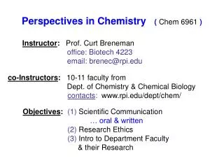 Perspectives in Chemistry ( Chem 6961 )