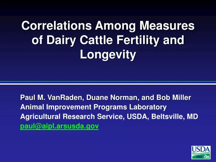 correlations among measures of dairy cattle fertility and longevity