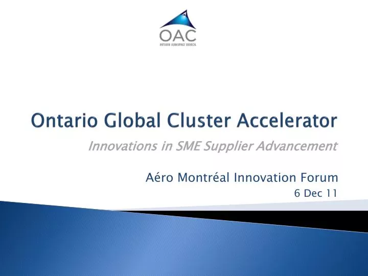 ontario global cluster accelerator