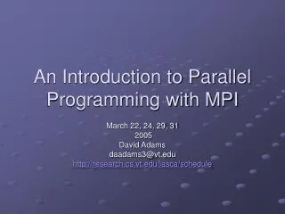 An Introduction to Parallel Programming with MPI