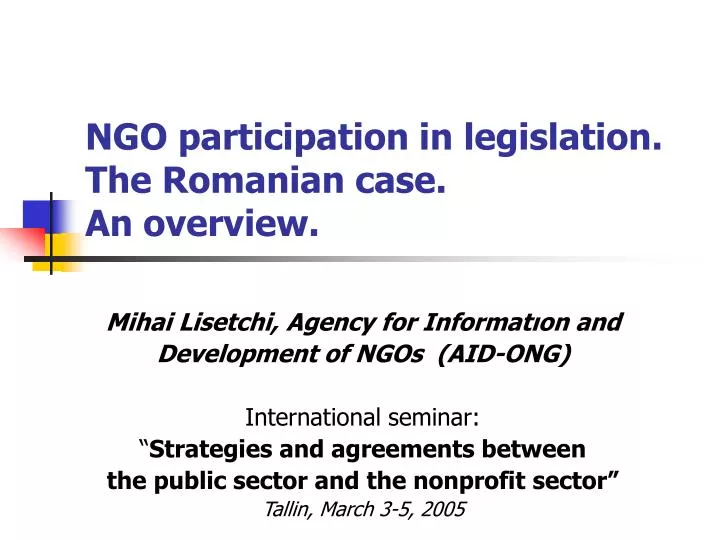 ngo participation in legislation the romanian case an overview