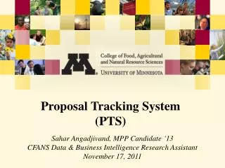 Proposal Tracking System (PTS)