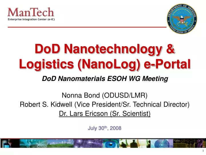 dod nanotechnology logistics nanolog e portal