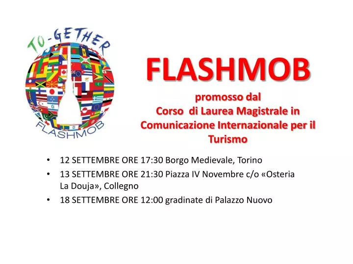 flashmob promosso dal corso di laurea magistrale in comunicazione internazionale per il turismo