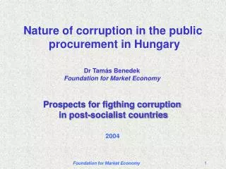 Nature of corruption in the public procurement in Hungary
