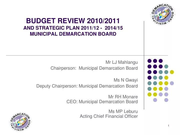 budget review 2010 2011 and strategic plan 2011 12 2014 15 municipal demarcation board