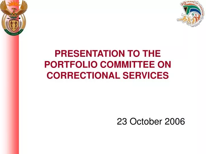 presentation to the portfolio committee on correctional services