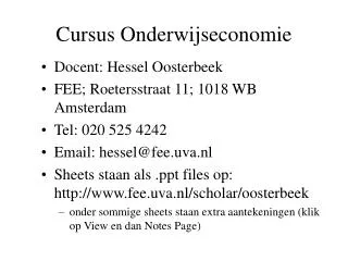 cursus onderwijseconomie