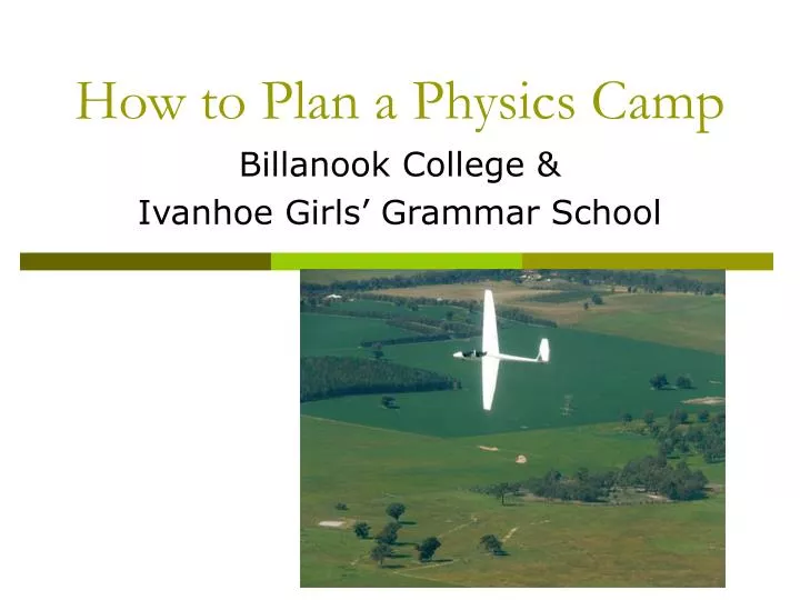 how to plan a physics camp