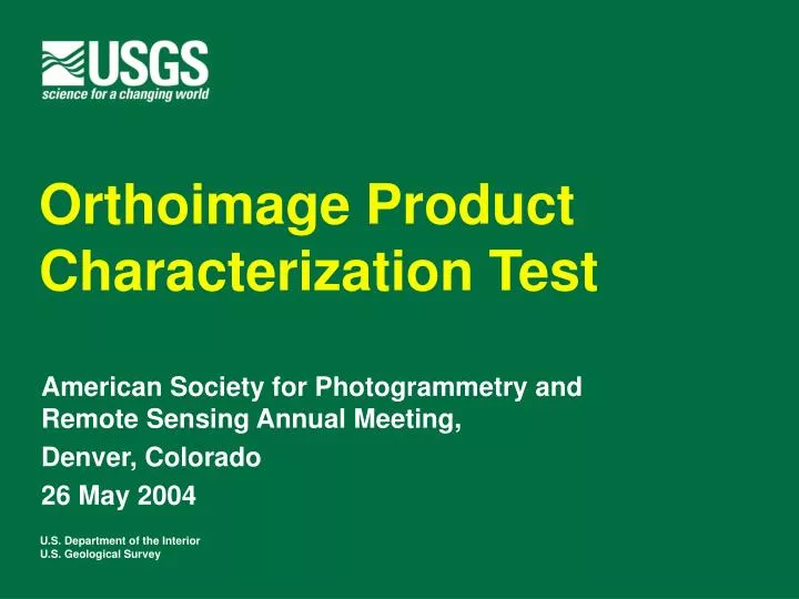 orthoimage product characterization test