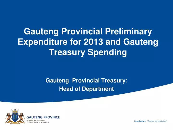 gauteng provincial preliminary expenditure for 2013 and gauteng treasury spending