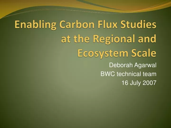 enabling carbon flux studies at the regional and ecosystem scale