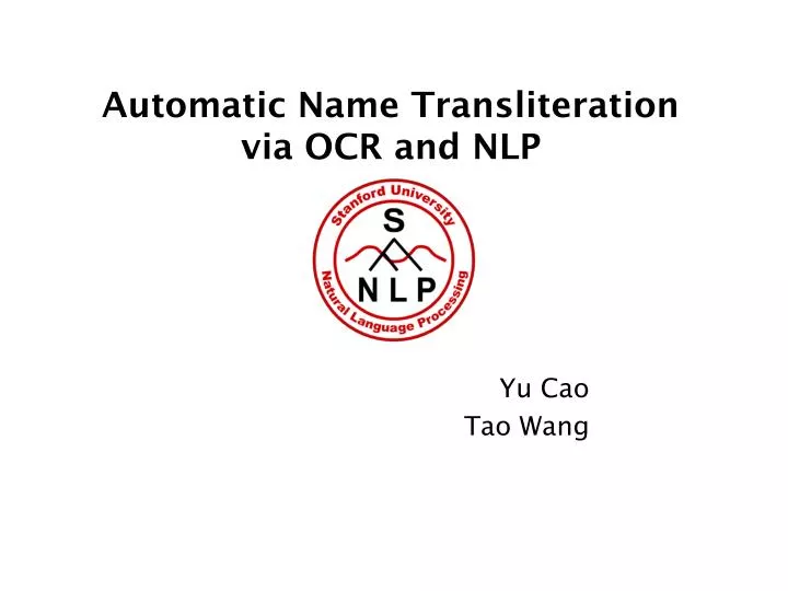 automatic name transliteration via ocr and nlp