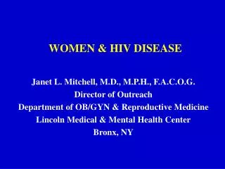 WOMEN &amp; HIV DISEASE