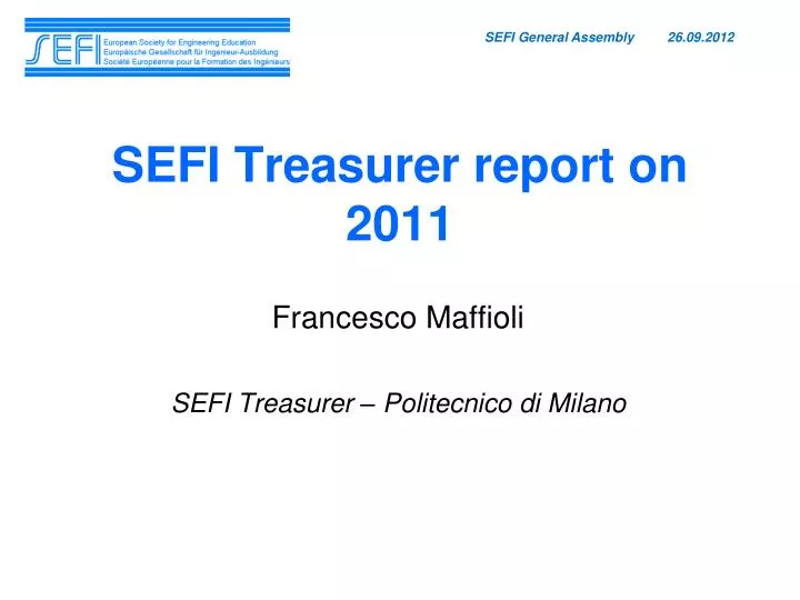 sefi treasurer report on 2011