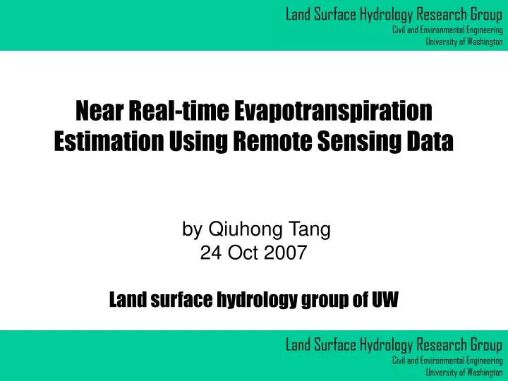 near real time evapotranspiration estimation using remote sensing data