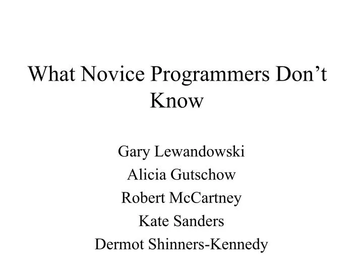 what novice programmers don t know