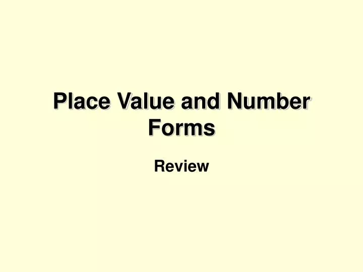 place value and number forms
