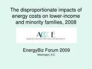 The disproportionate impacts of energy costs on lower-income and minority families, 2008