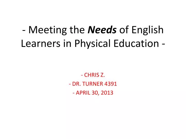 meeting the needs of english learners in physical education