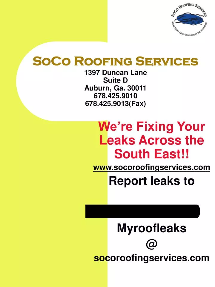 soco roofing services 1397 duncan lane suite d auburn ga 30011 678 425 9010 678 425 9013 fax