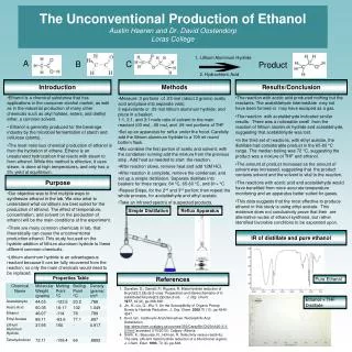 The Unconventional Production of Ethanol Austin Heeren and Dr. David Oostendorp Loras College