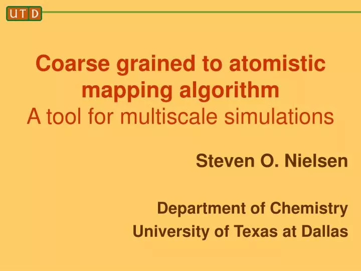 coarse grained to atomistic mapping algorithm a tool for multiscale simulations