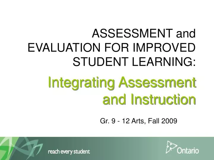 assessment and evaluation for improved student learning